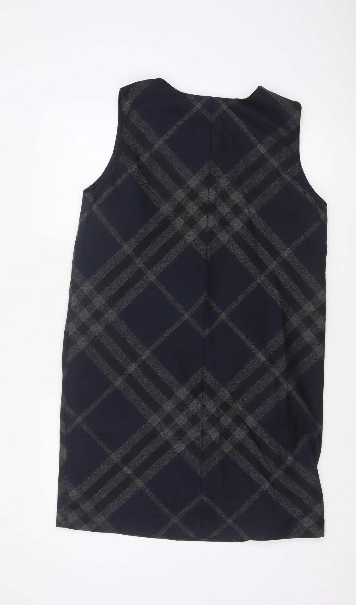 Next Women Blue Check Sleeveless Shift Dress Size 14