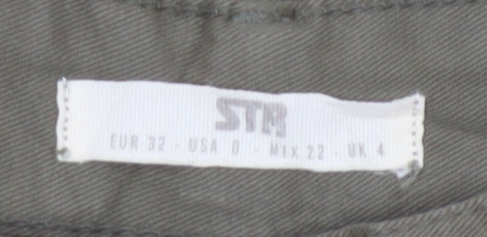 Stradivarius Womens Green Cargo Trousers Size 4 Cotton Twill Pants