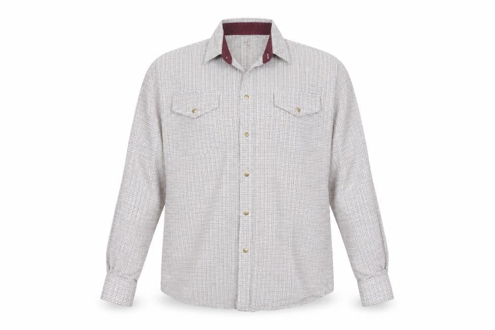 Harvey Parker Men's Beige Check Cotton Button-Up Shirt L