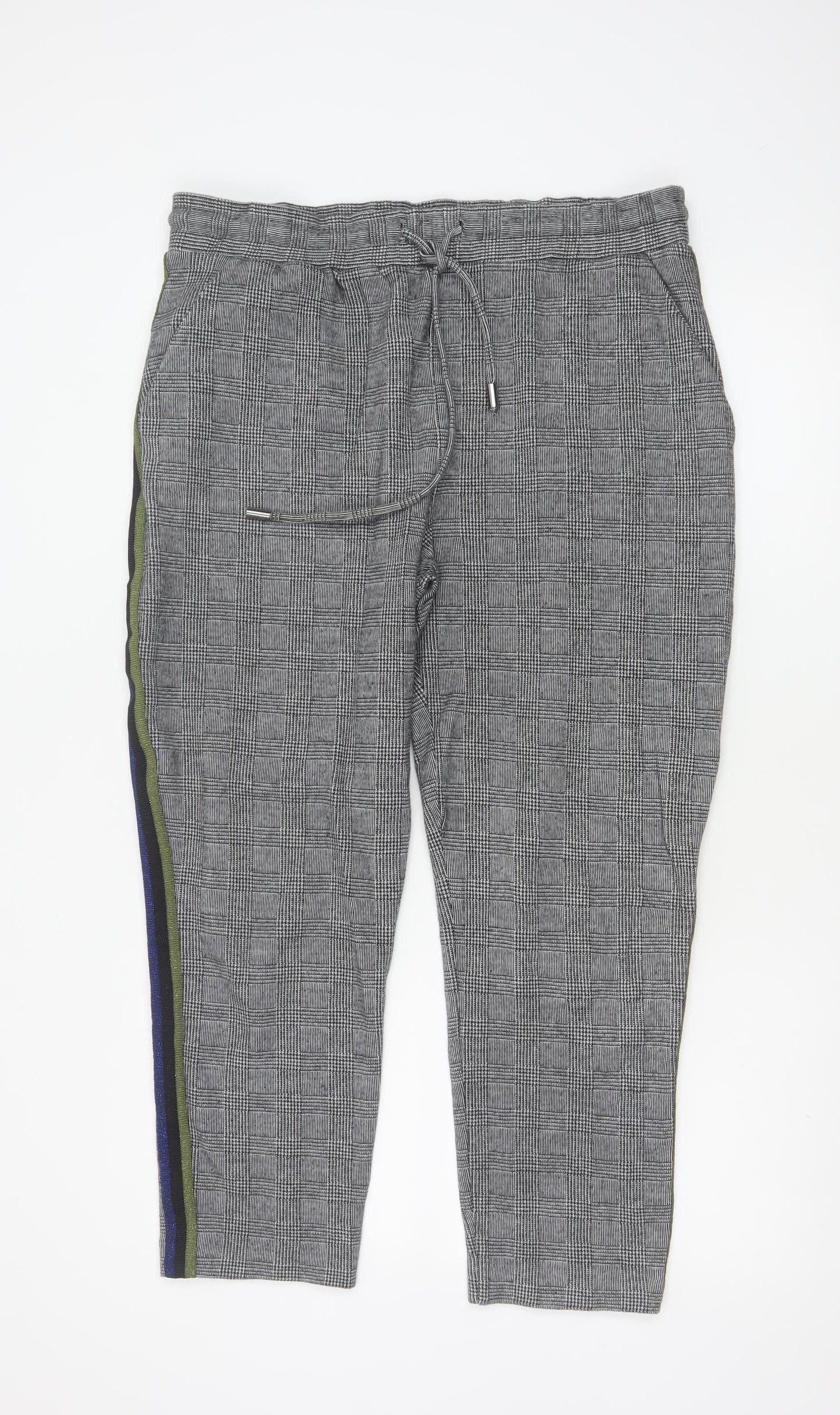 Maeve Anthropologie Women's Grey Check Jogger Trousers L