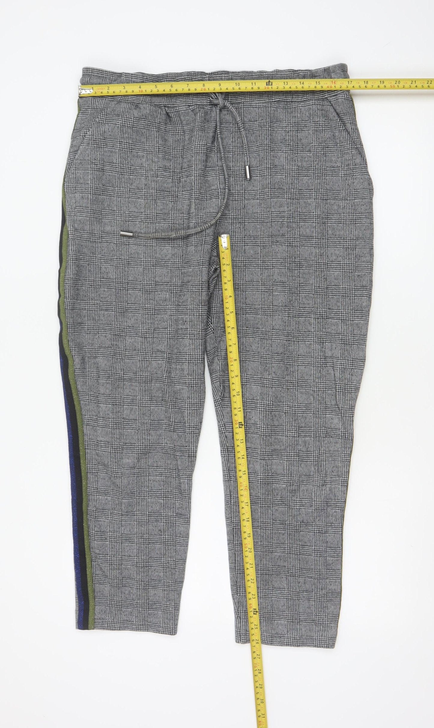 Maeve Anthropologie Women's Grey Check Jogger Trousers L