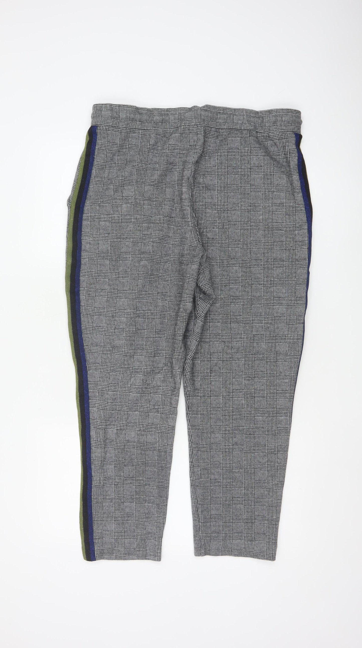 Maeve Anthropologie Women's Grey Check Jogger Trousers L