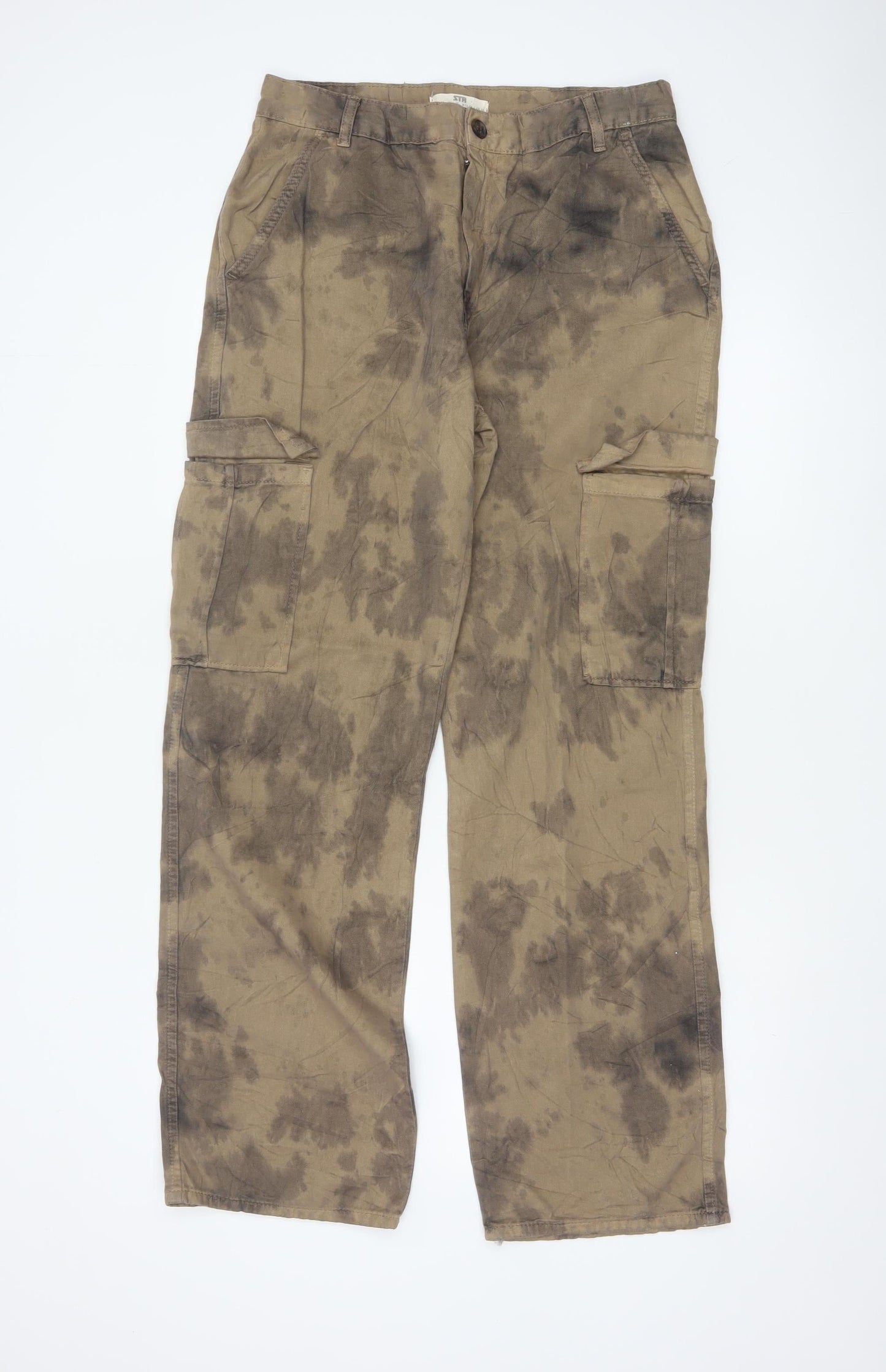 STR Women’s Beige Cargo Trousers Size 16 Cotton Utility Style