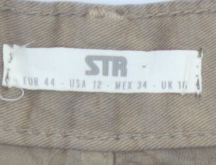 STR Women’s Beige Cargo Trousers Size 16 Cotton Utility Style