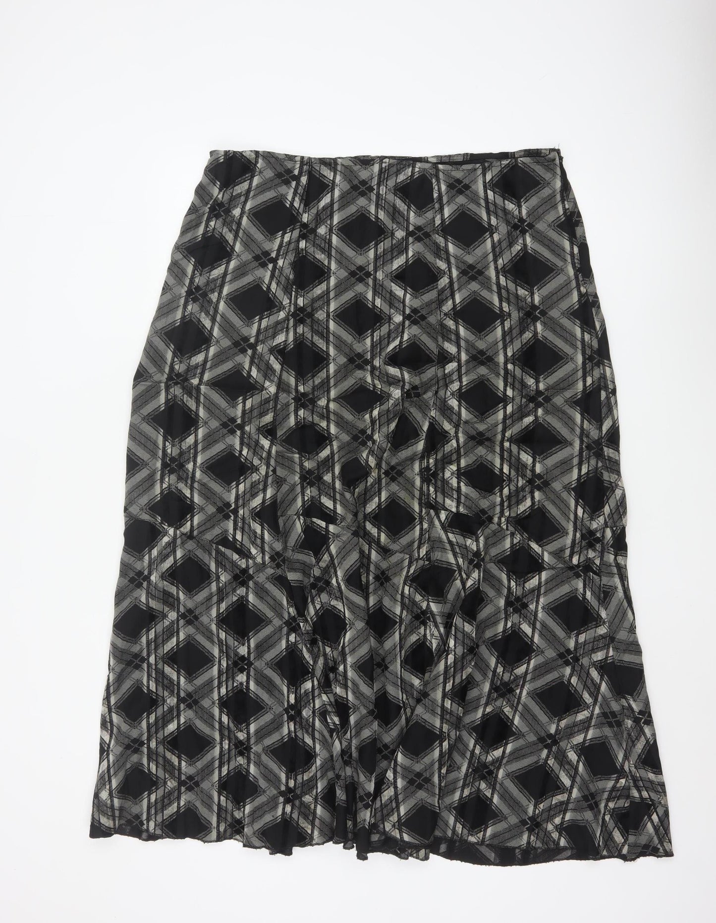 Marks and Spencer Per Una Women's Black Geometric A-Line Midi Skirt Size 18L