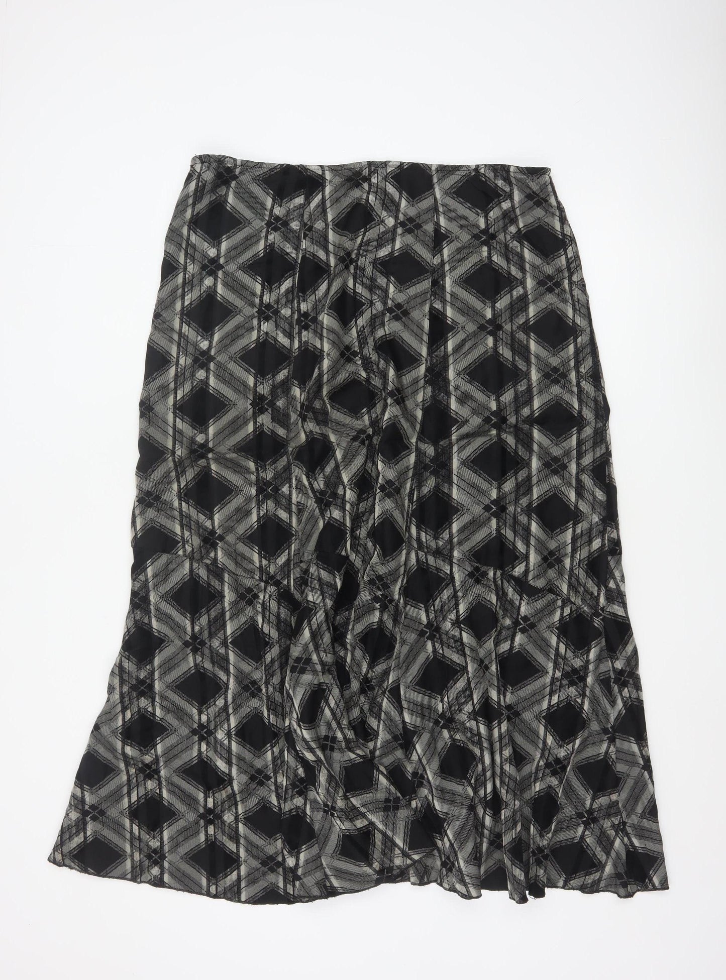 Marks and Spencer Per Una Women's Black Geometric A-Line Midi Skirt Size 18L