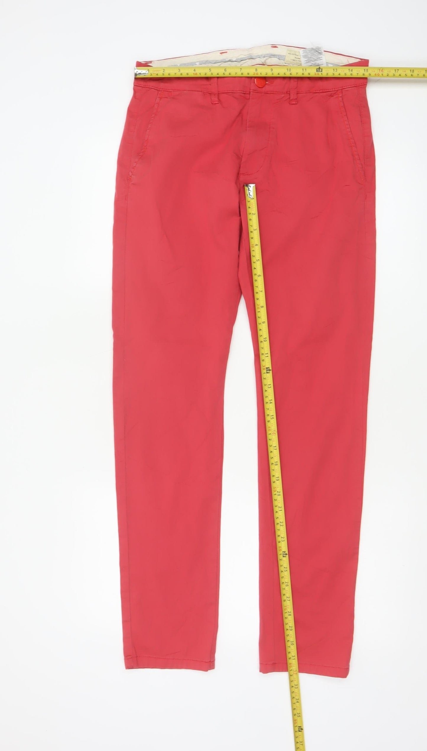 SELECTED HOMME Men's Red Slim Fit Chino Trousers W31 L32
