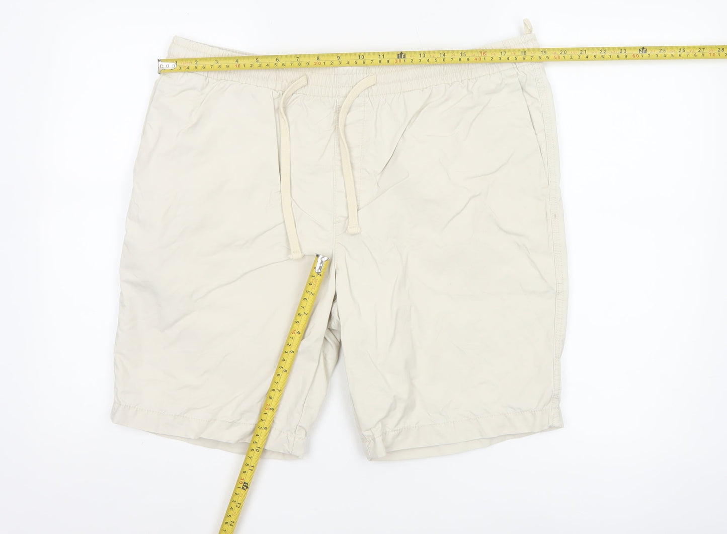 Marks and Spencer Men's Beige L Sweat Shorts with Drawstring Waist