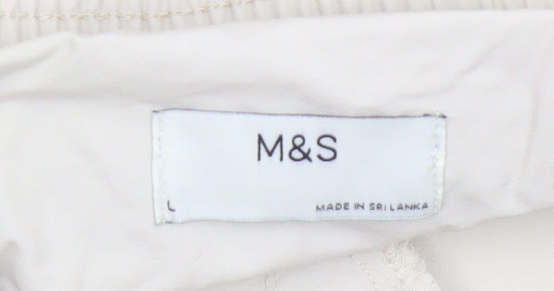 Marks and Spencer Men's Beige L Sweat Shorts with Drawstring Waist
