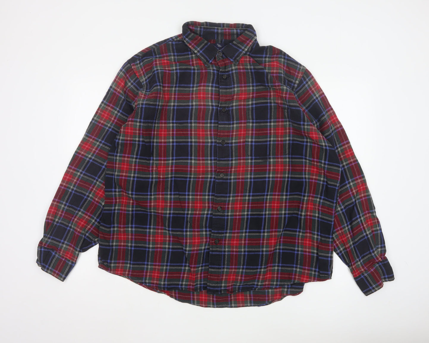 Lands' End Men's Multicoloured Plaid Flannel Shirt XL Regular Fit