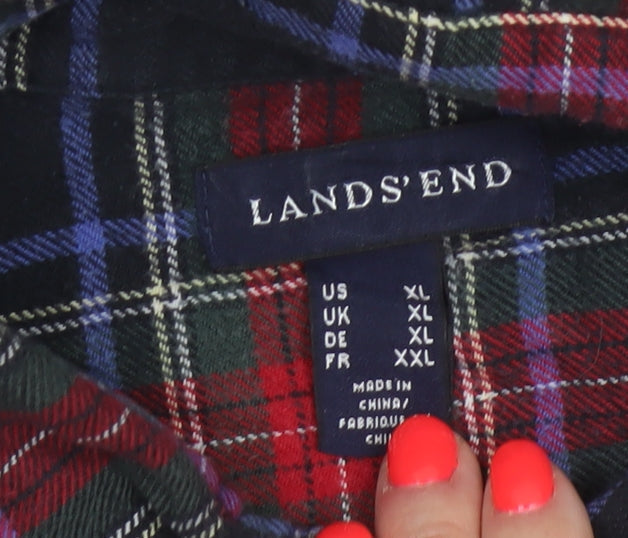 Lands' End Men's Multicoloured Plaid Flannel Shirt XL Regular Fit