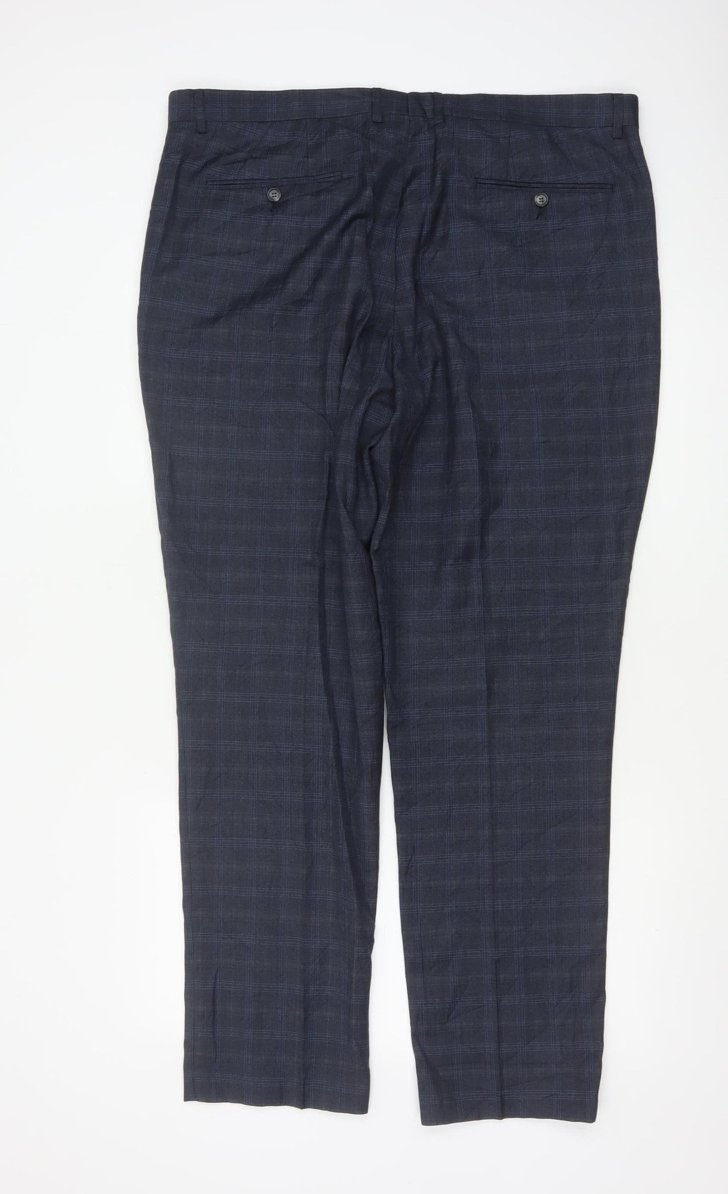Fellini Men's Blue Check Formal Dress Trousers 40R