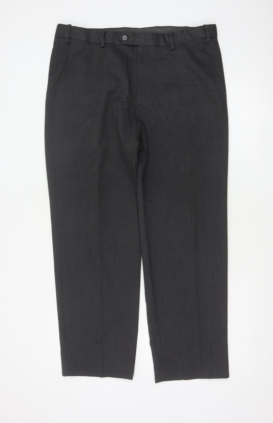 Marks and Spencer Men's Grey Regular Fit Dress Trousers 36W 29L