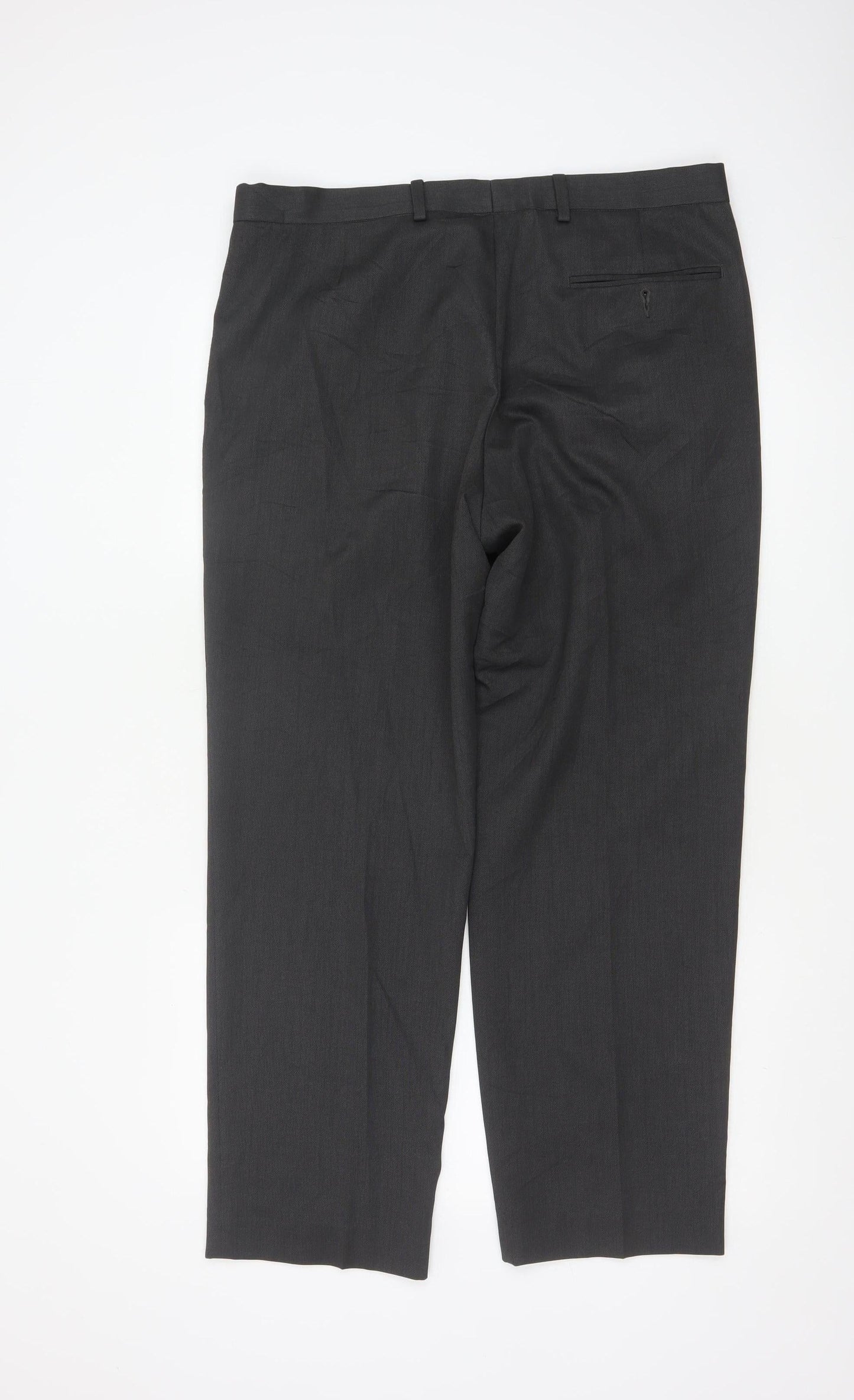 Marks and Spencer Men's Grey Regular Fit Dress Trousers 36W 29L