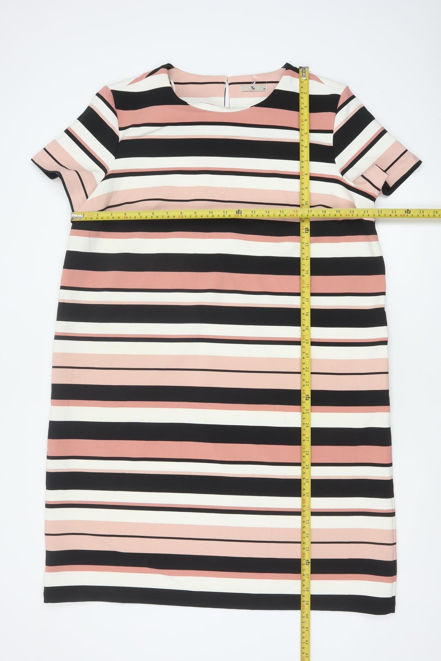 Tu Women’s Multicoloured Striped Shift Dress Size 20 Short Sleeve