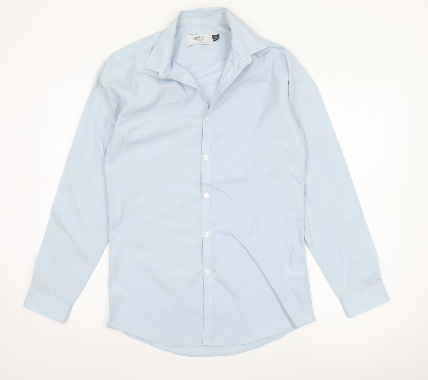 Topman Men's Blue Slim Fit Long Sleeve Button-Up Shirt Size S
