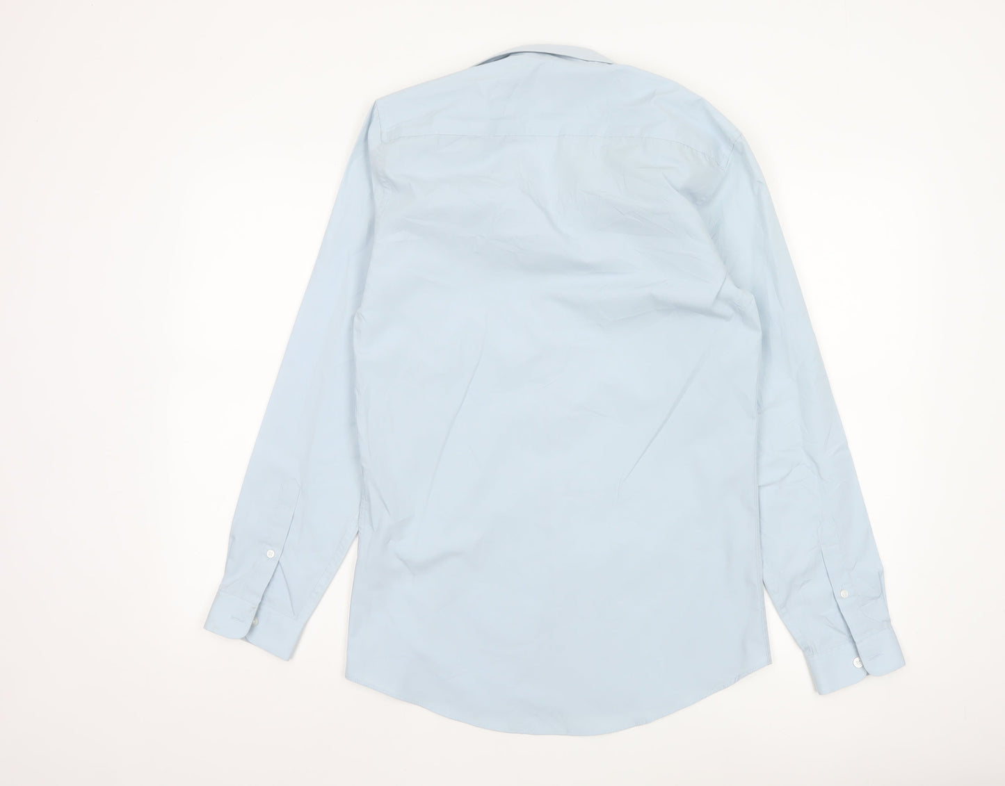 Topman Men's Blue Slim Fit Long Sleeve Button-Up Shirt Size S