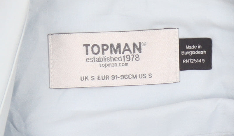 Topman Men's Blue Slim Fit Long Sleeve Button-Up Shirt Size S