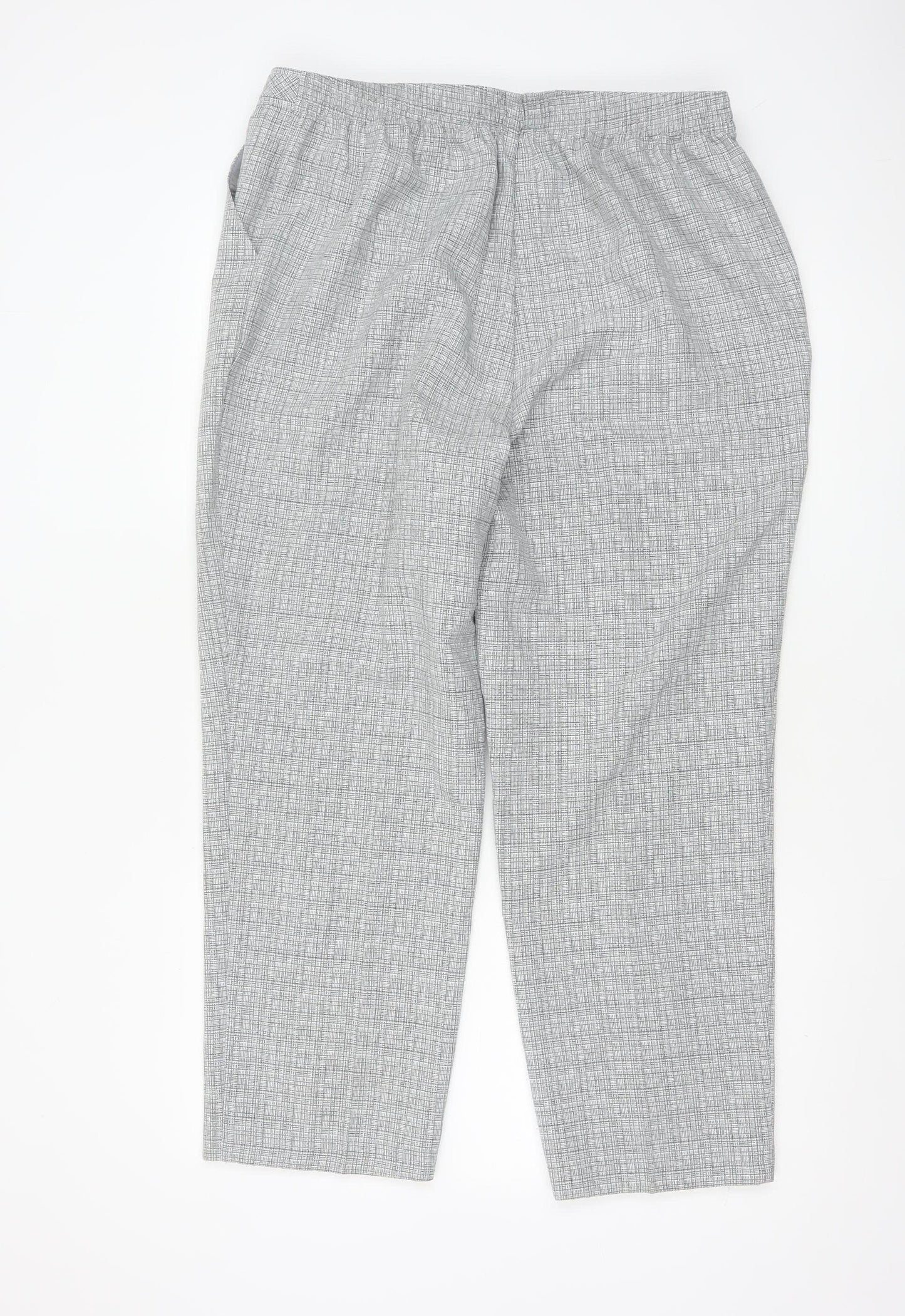Marks and Spencer Women’s Grey Check Straight Trousers Size 16 Short