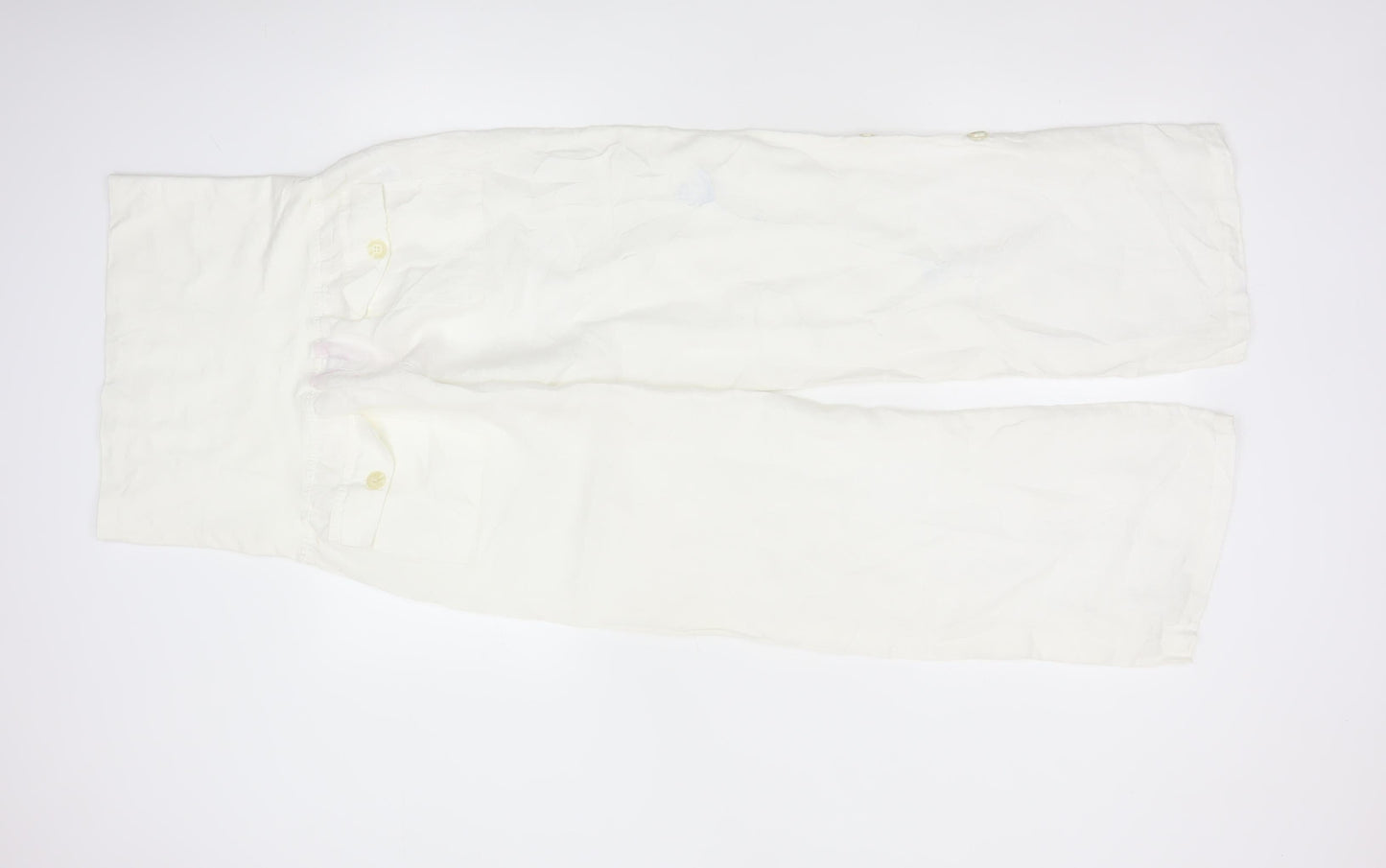 Monsoon Women White Linen Maternity Trousers Size 8 Casual Comfort