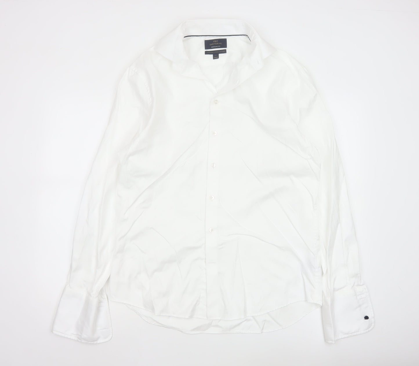 Marks and Spencer Sartorial White Regular Fit 16in Men's Cotton Shirt