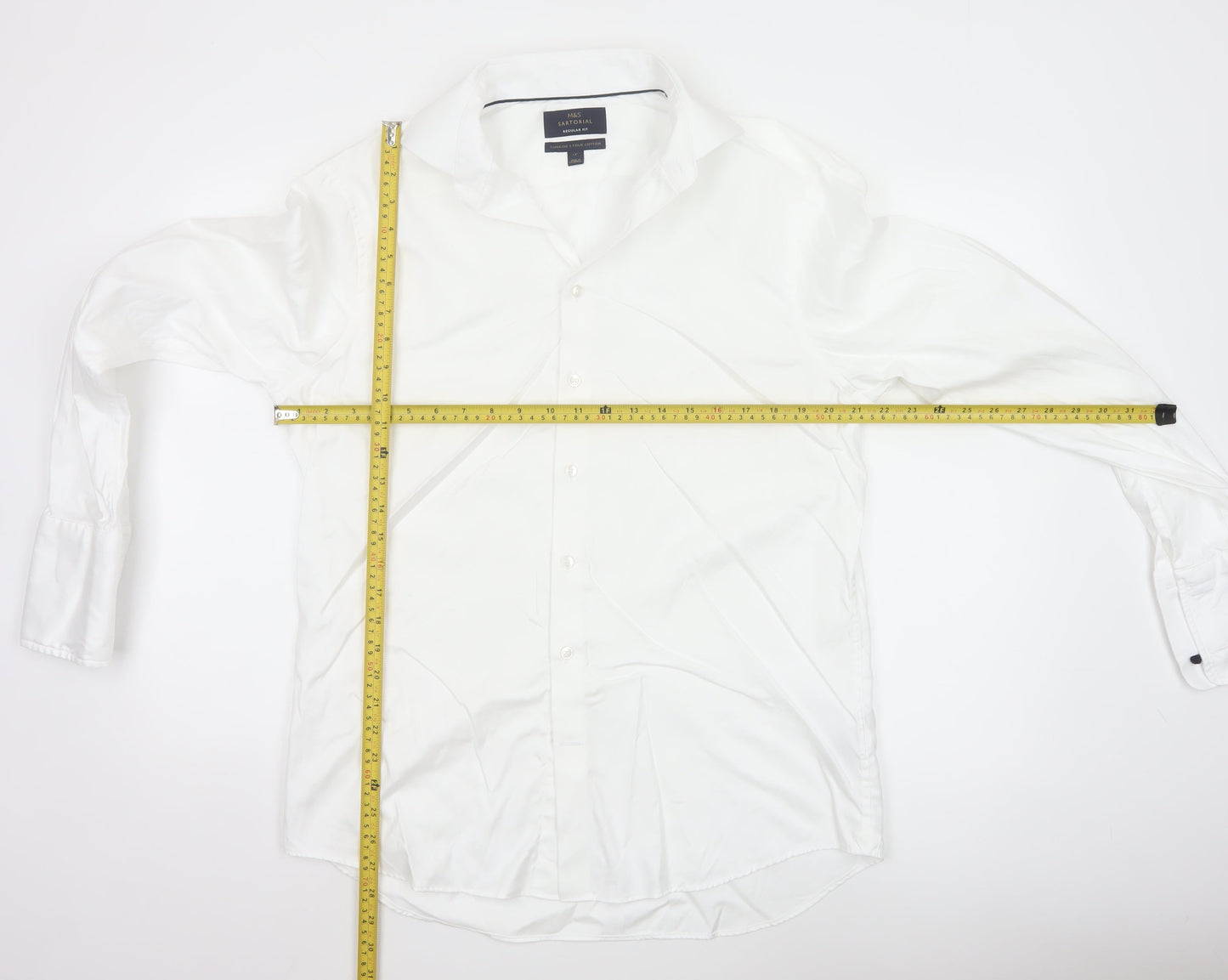 Marks and Spencer Sartorial White Regular Fit 16in Men's Cotton Shirt