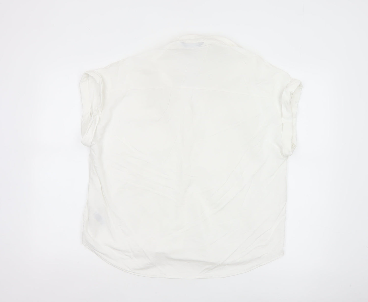 Marks and Spencer Women White Size 12 Sleeveless Button-Up Shirt