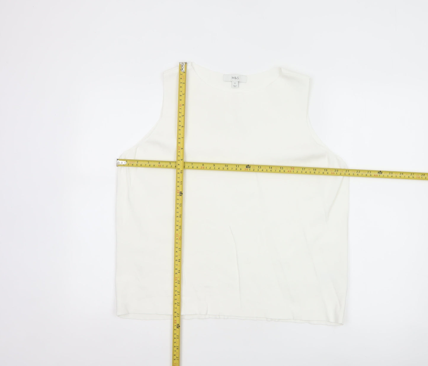 Marks and Spencer Women's White Size 18 Sleeveless Basic Tank Top