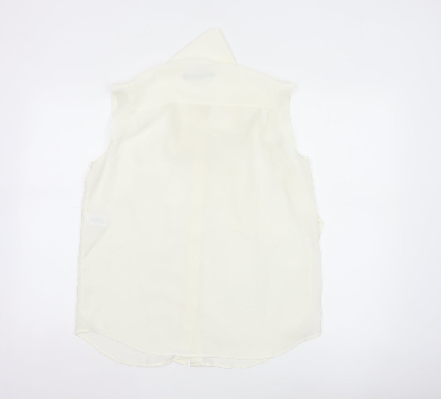 French Connection Womens Ivory Sleeveless Bow Neck Chiffon Blouse Size 12