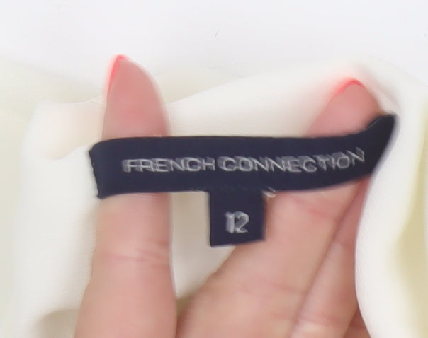 French Connection Womens Ivory Sleeveless Bow Neck Chiffon Blouse Size 12