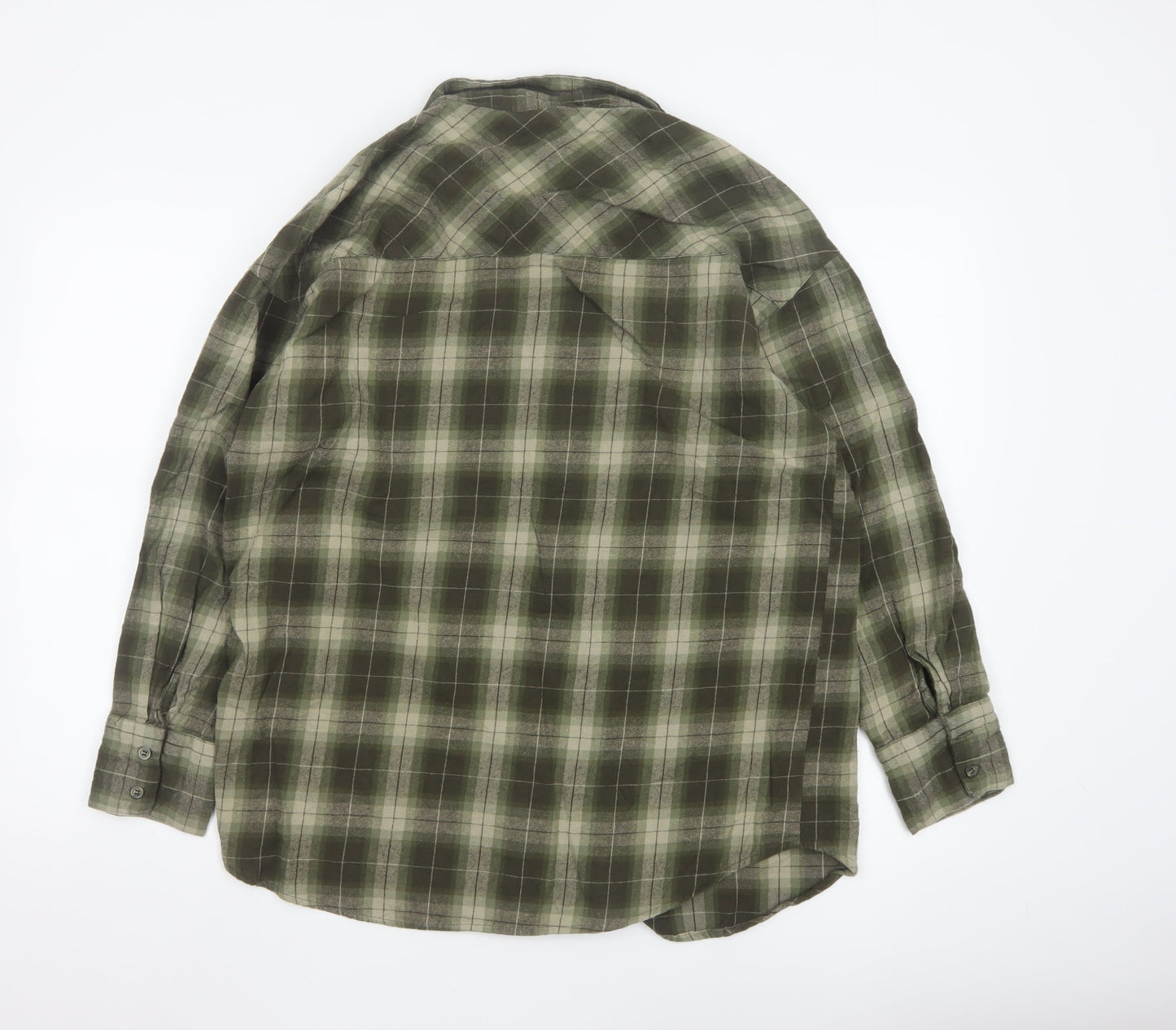 H&M Divided Men's Green Plaid Cotton Button-Up Shirt Size S