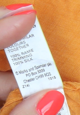 Marks and Spencer Women Orange Linen Blend Long Sleeve Button-Up Shirt Size 16