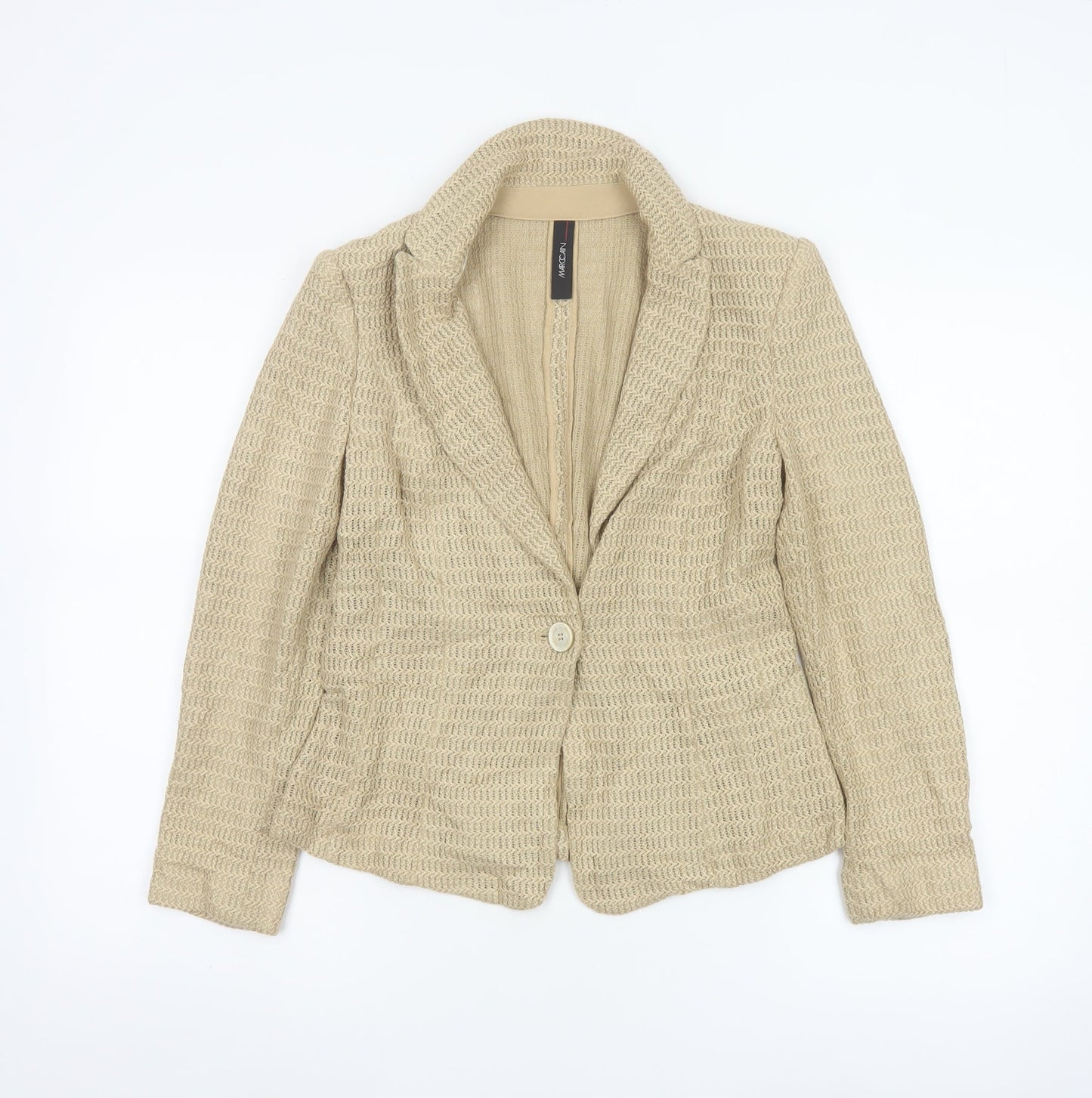 Marc Cain Women Beige Blazer N2 Classic Single-Breasted Linen Blend