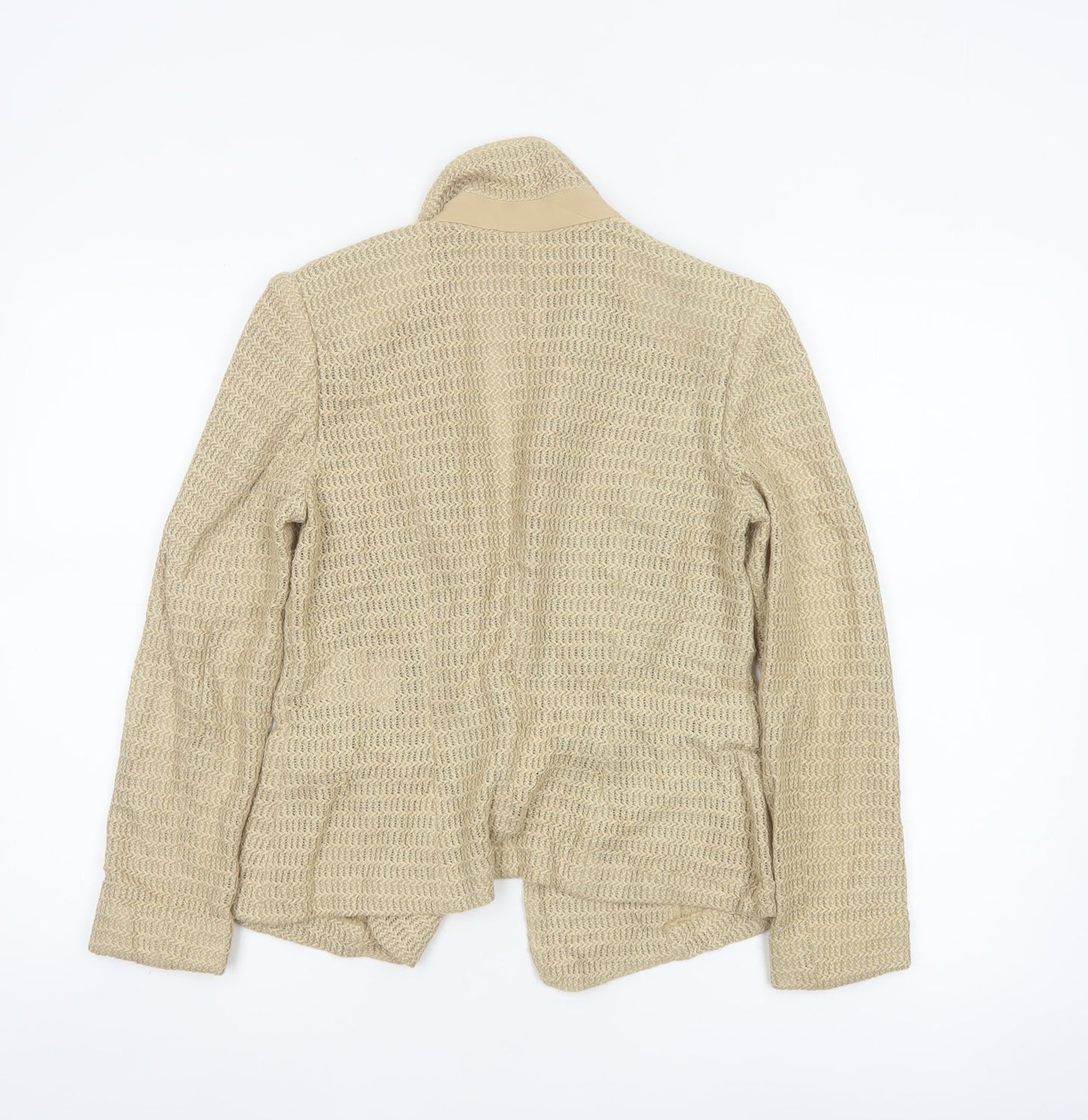 Marc Cain Women Beige Blazer N2 Classic Single-Breasted Linen Blend