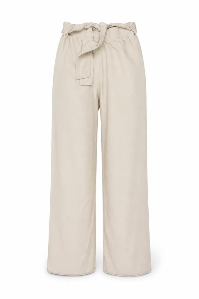 Zara Women Beige Paperbag Wide-Leg Trousers Size S