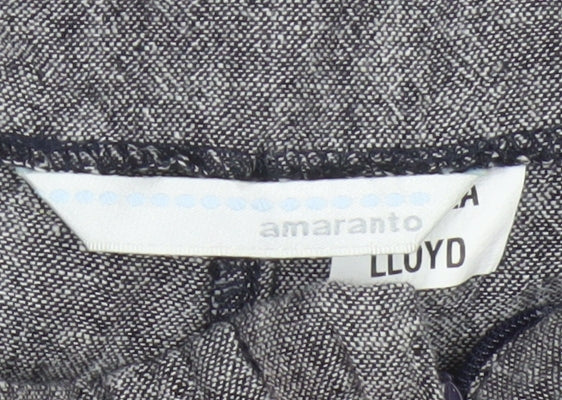 Amaranto Women Grey Linen Blend Wide-Leg Trousers Size 8