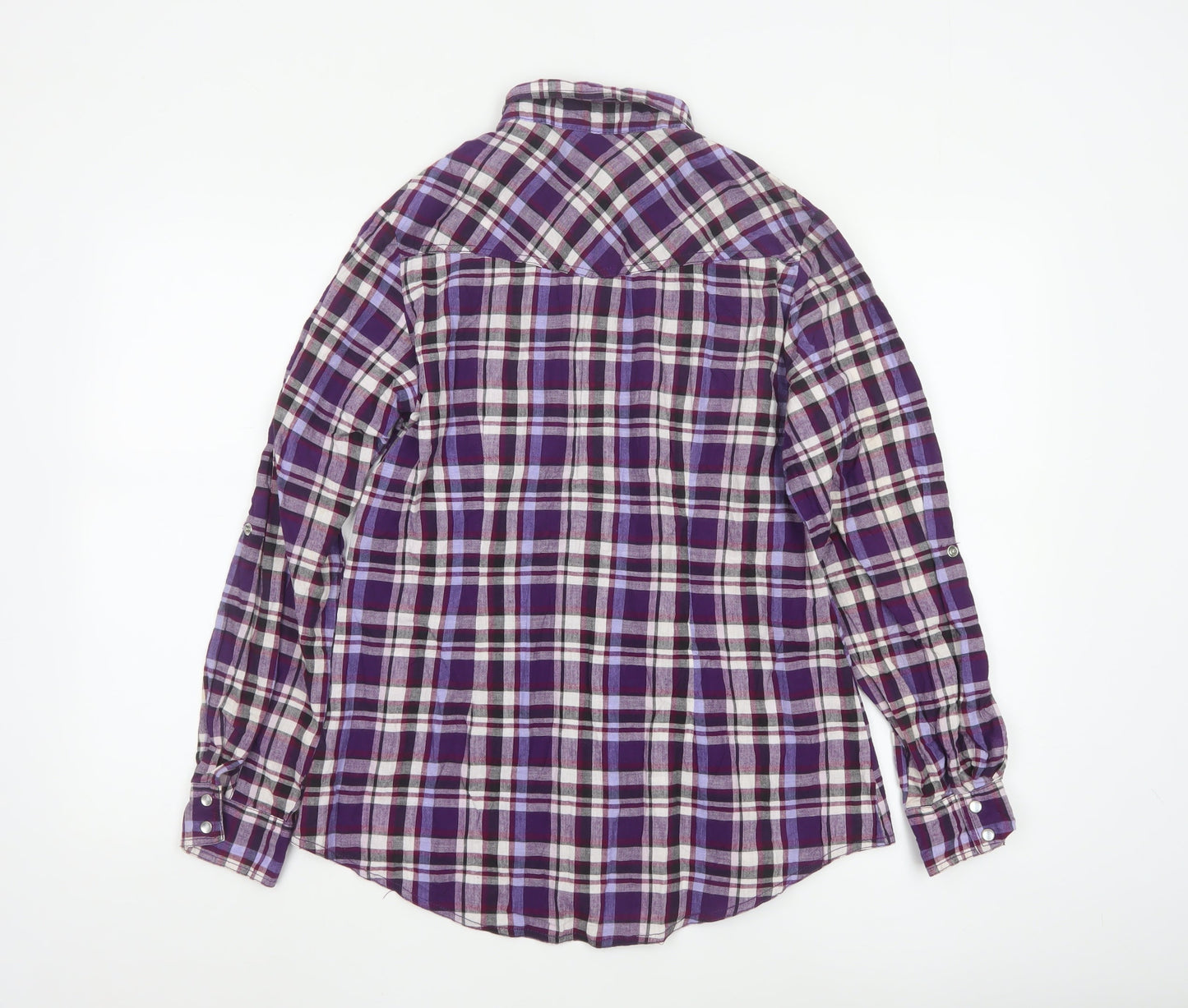 Dorothy Perkins Women's Purple Checked Long Sleeve Button-Up Shirt Size 14