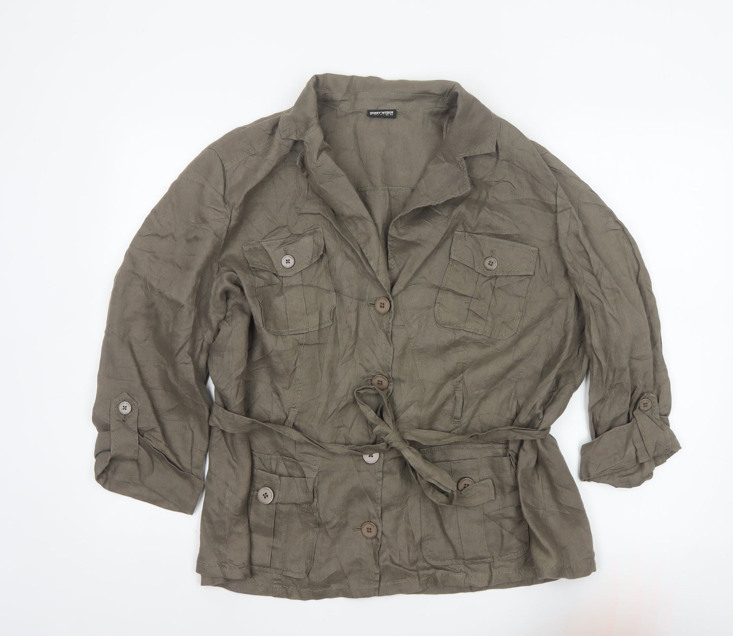 Gerry Weber Women’s Khaki Linen Belted Casual Jacket UK 18