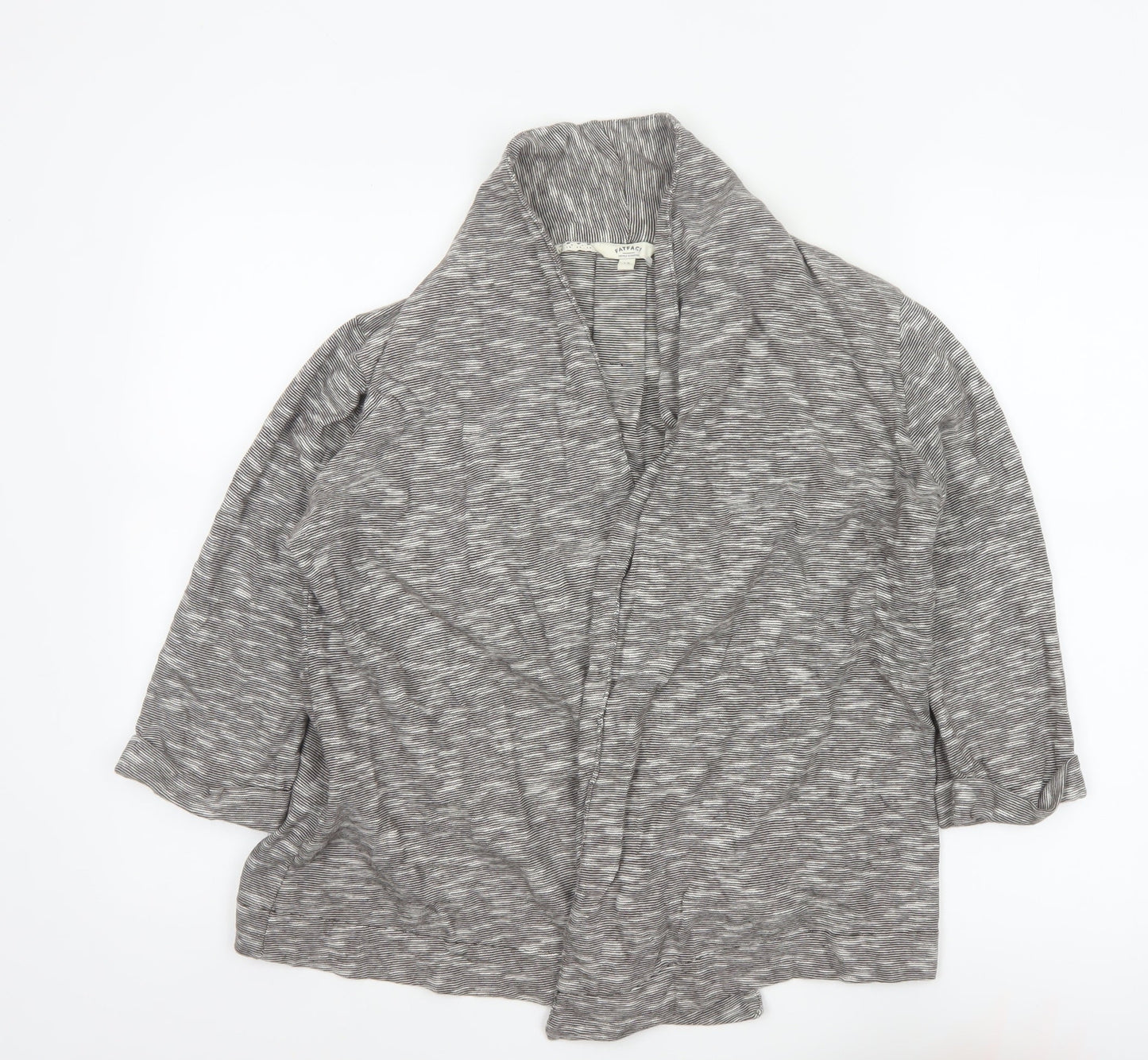 FatFace Women Grey Striped Open Cotton Jacket Size 12