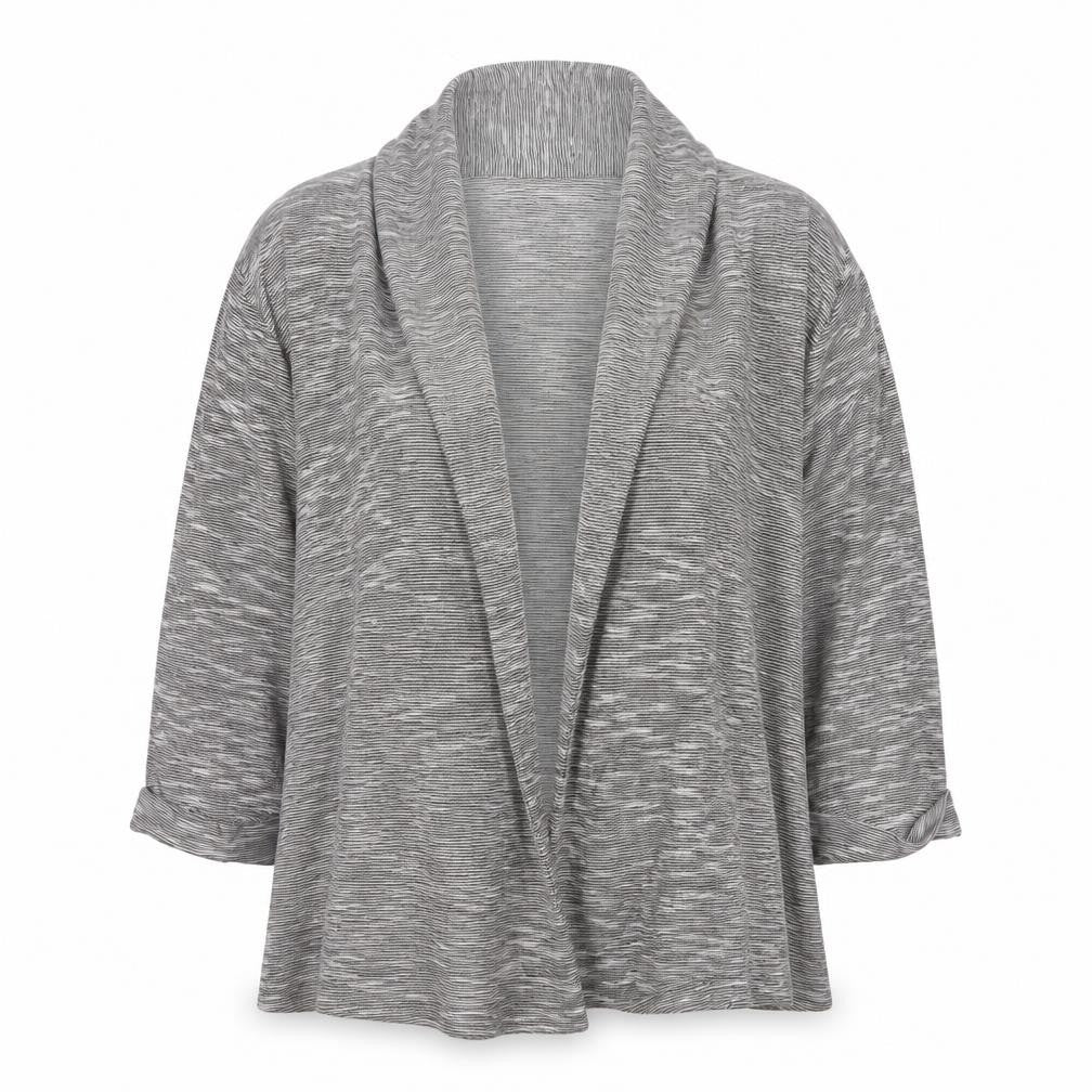 FatFace Women Grey Striped Open Cotton Jacket Size 12