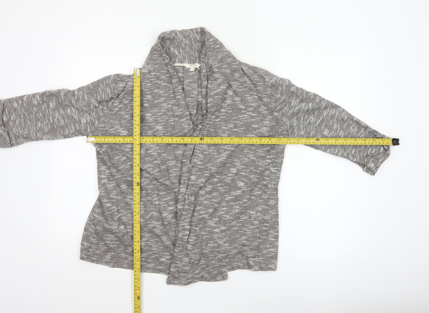 FatFace Women Grey Striped Open Cotton Jacket Size 12