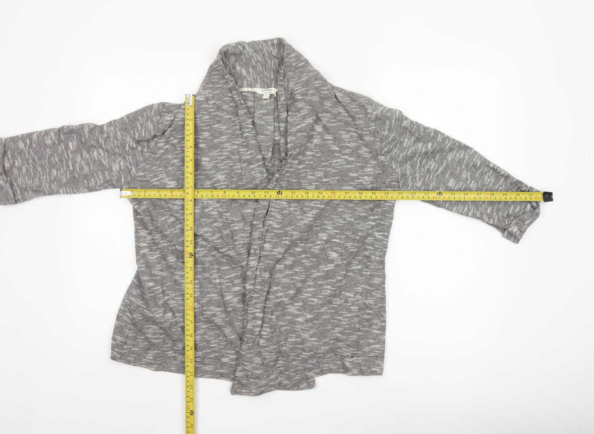 FatFace Women Grey Striped Open Cotton Jacket Size 12