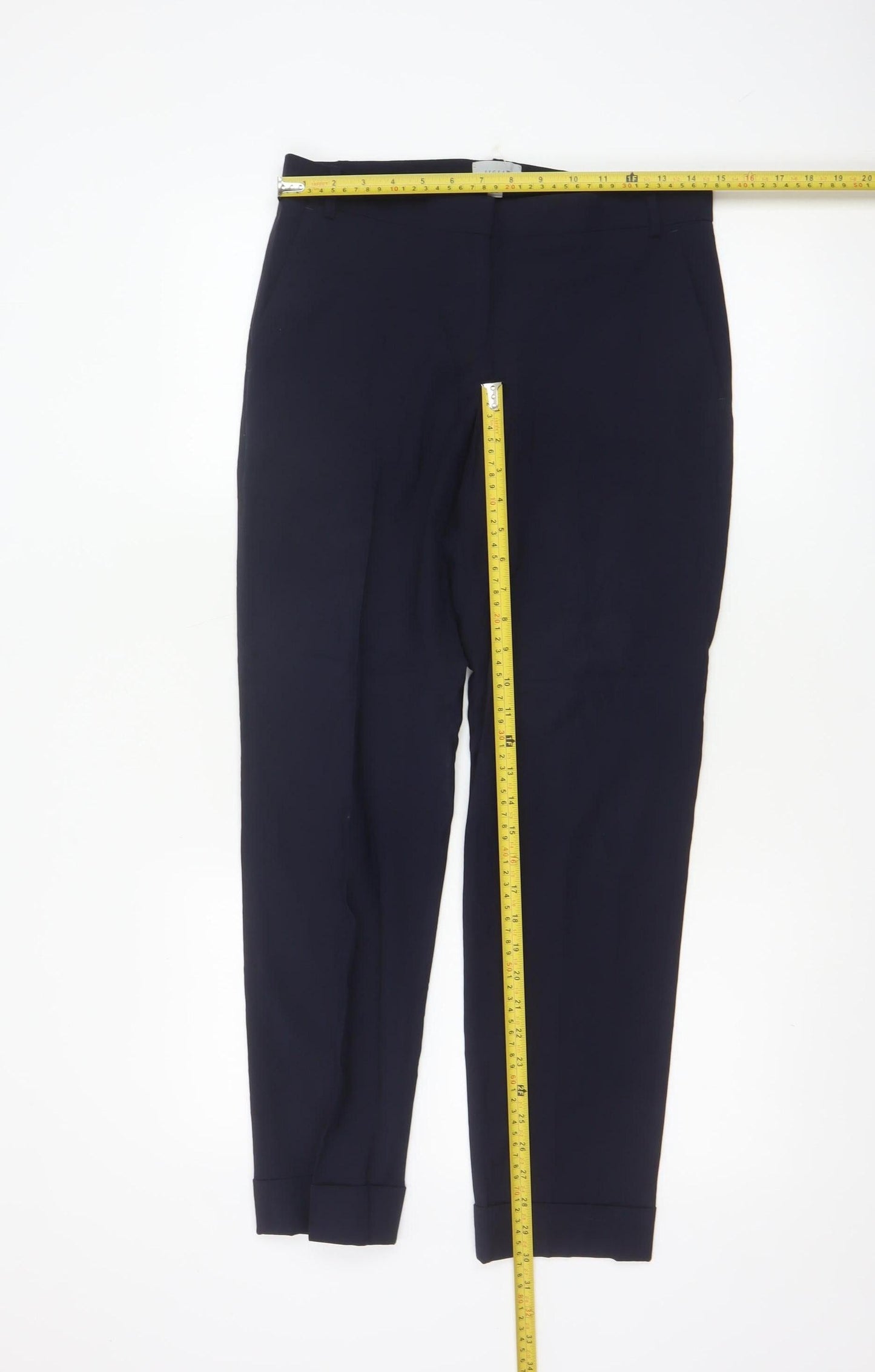 Jigsaw Women's Navy Wool Blend Cropped Trousers UK 8