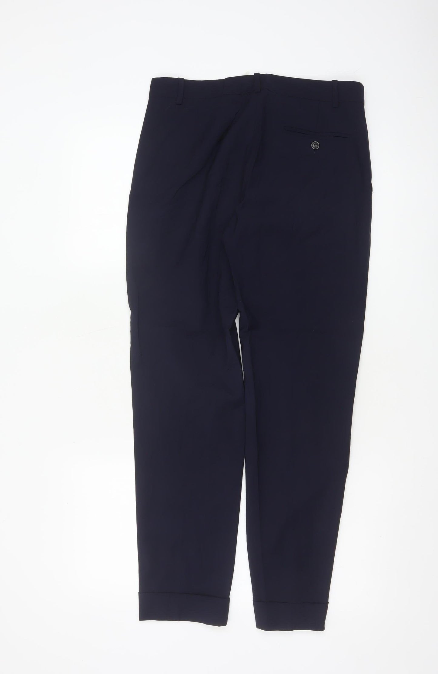 Jigsaw Women's Navy Wool Blend Cropped Trousers UK 8