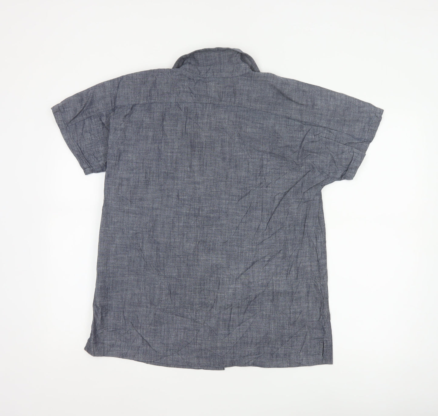 Lands' End Women's Blue Cotton Chambray Button-Up Shirt S