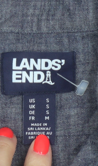 Lands' End Women's Blue Cotton Chambray Button-Up Shirt S