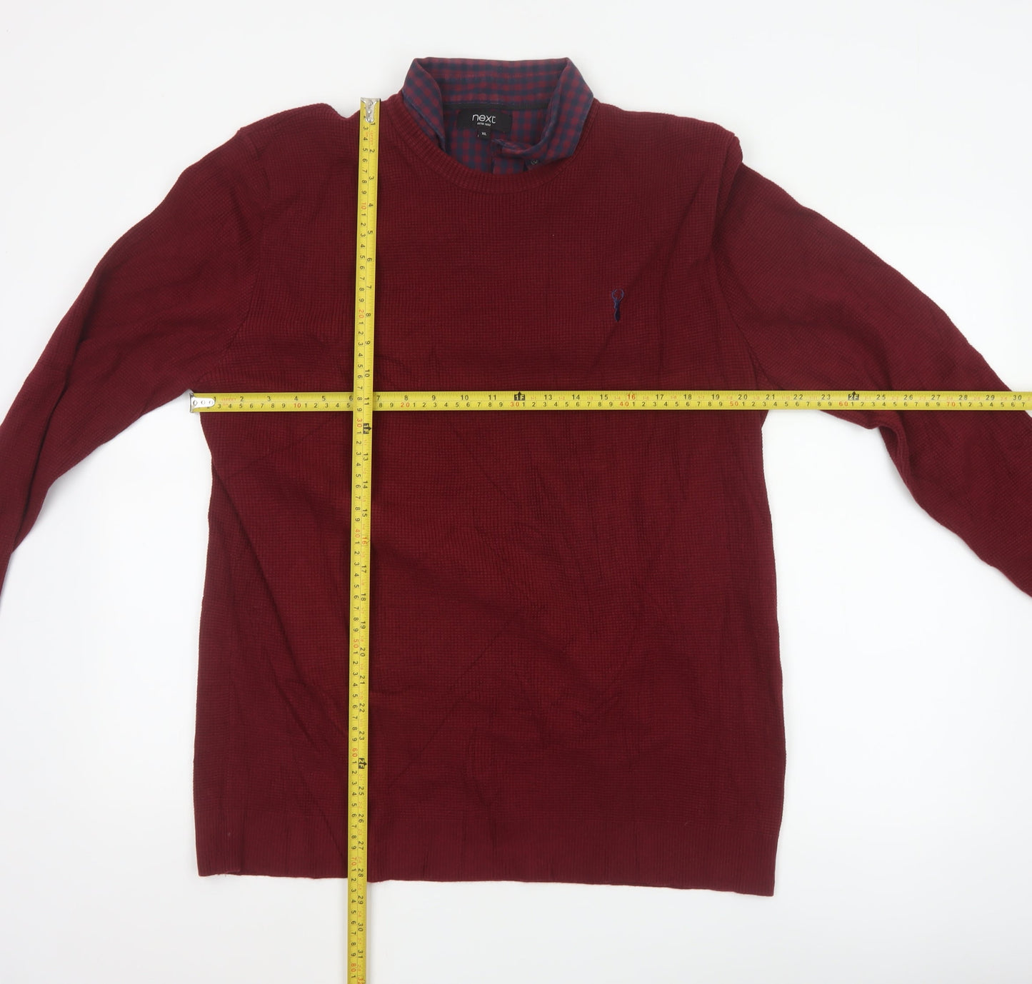 Next Men's Red Cotton Knit Crew Neck Pullover Jumper XL