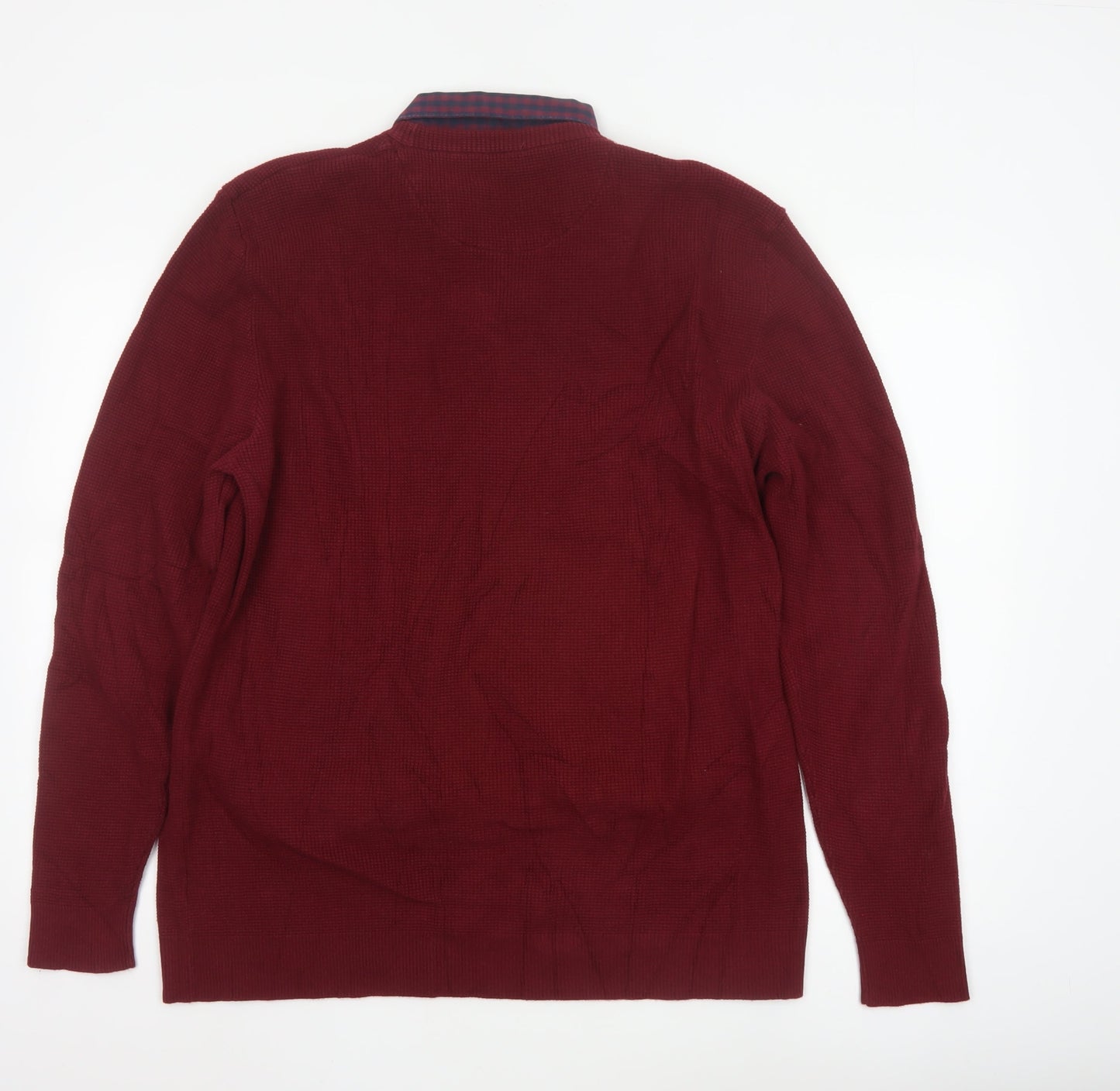 Next Men's Red Cotton Knit Crew Neck Pullover Jumper XL