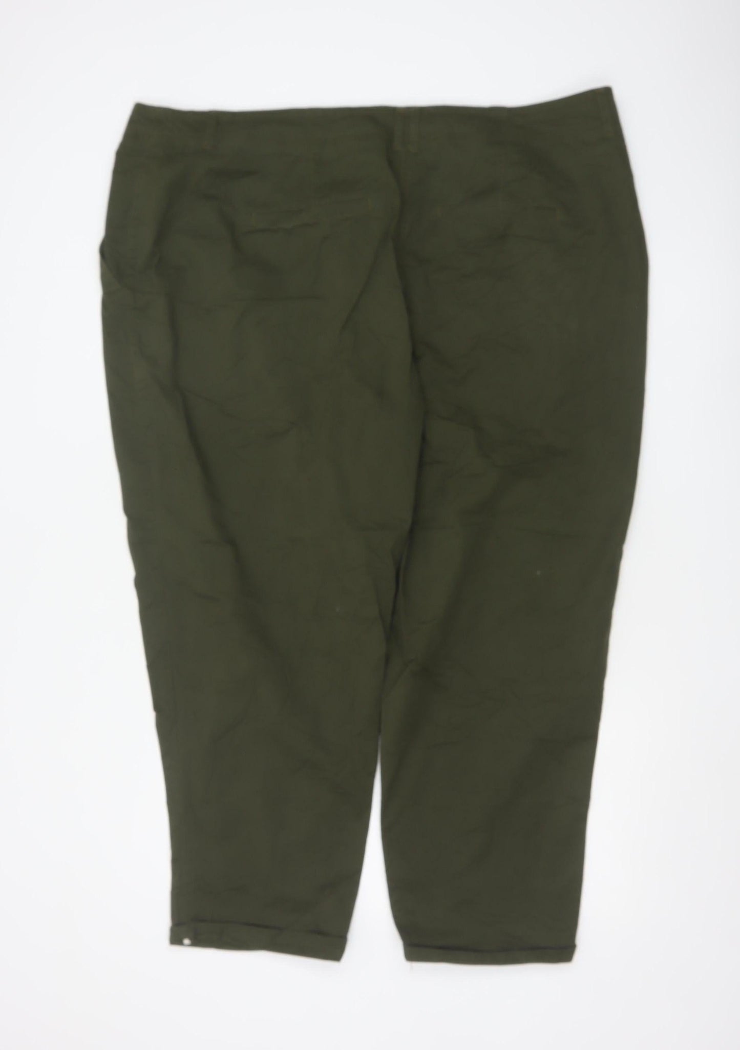 Next Women Olive Green Cotton Stretch Chino Trousers Size 24R