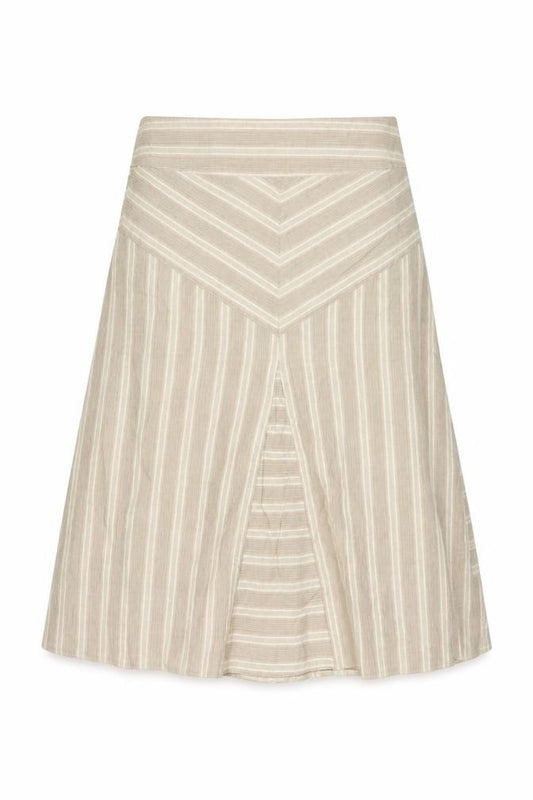 Marks and Spencer Beige Striped Linen Blend A-Line Skirt UK 12